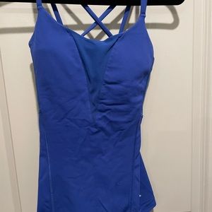 Royal blue belt and tank top. With mesh V in the front and mesh in the back